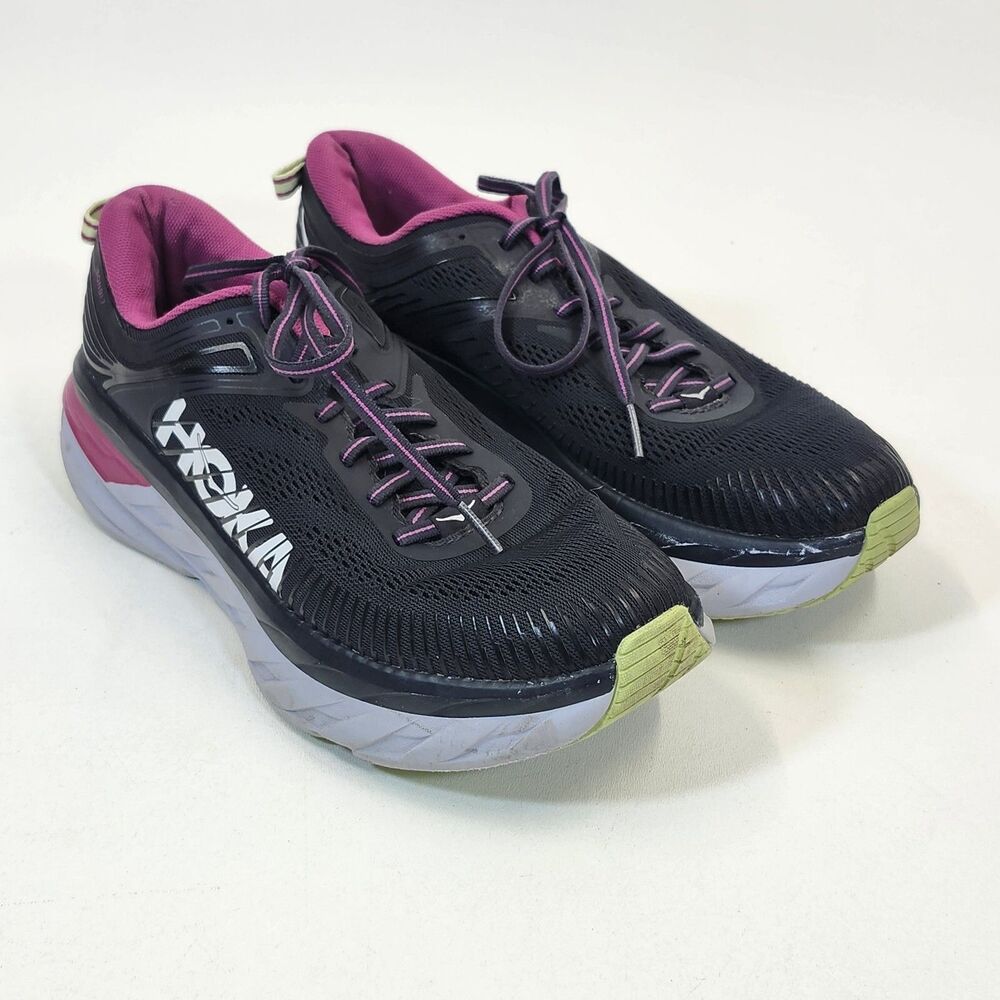 Hoka One One W Bondi 7 Shoes Women's 9.5 Running Gym Walking Sneakers Gray Pink